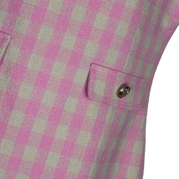 NWT Vero Moda Bonbon Pink Check Sleeveless Tweed Mini Dress Small - Picture 7 of 16